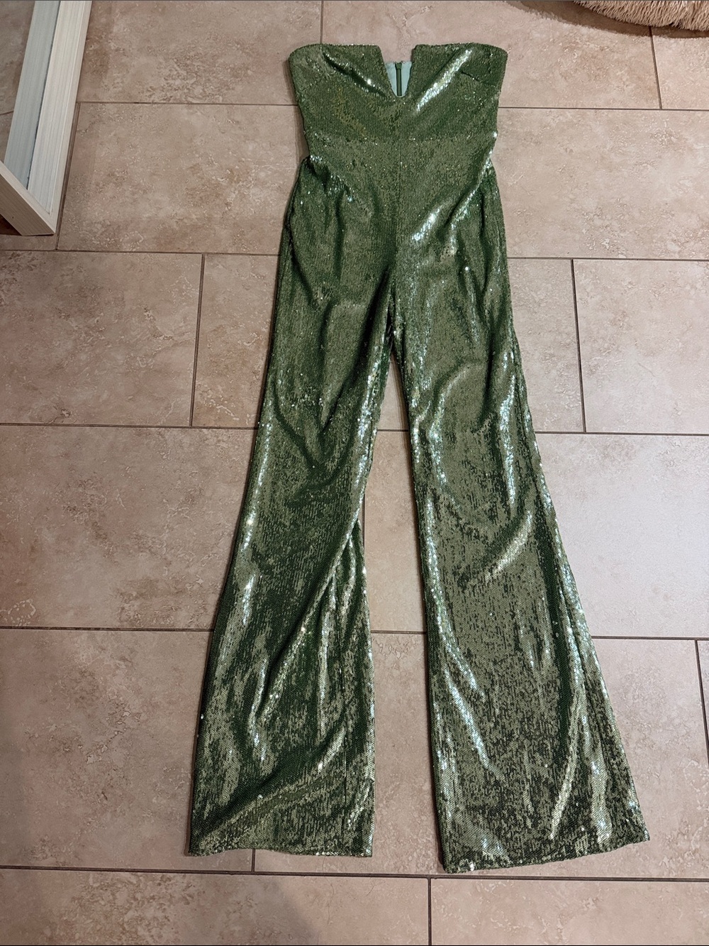 Strapless Sequin Jumpsuit - Green